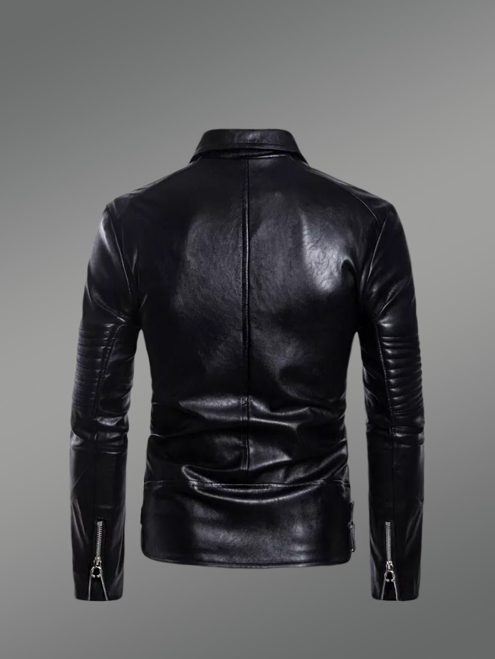 Leather Biker Jacket with Quilt Details on Sleeves Exudes Rugged Charm - Image 3