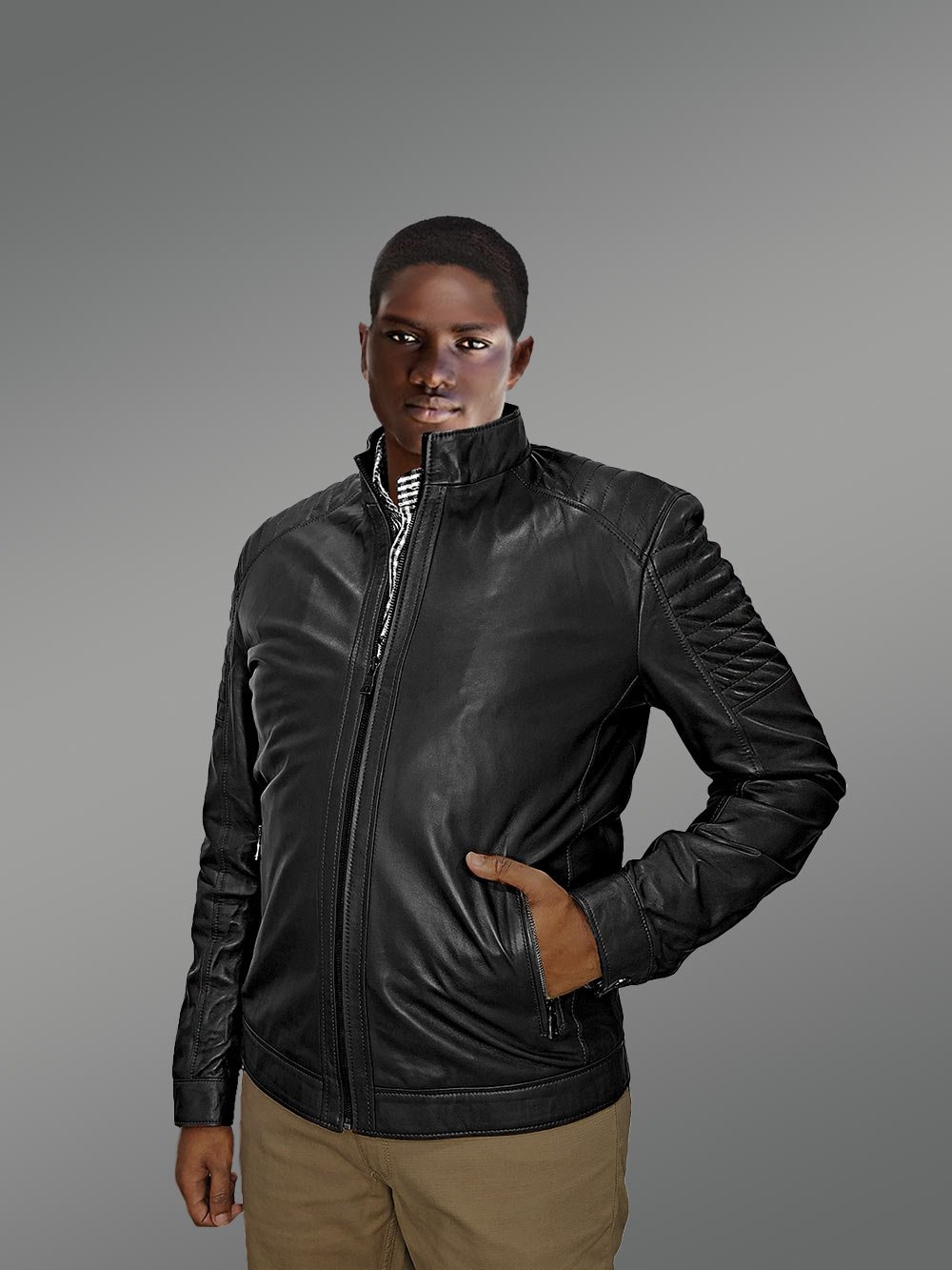Mens Black Moto Leather Jacket