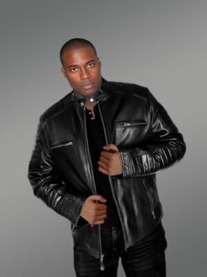 Men’s Leather Jacket with Zipper Accents – An Absolute Thermal Outerwear