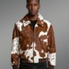 Pony Skin Bomber Jacket in Brown