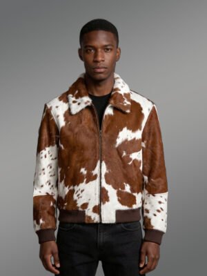 Pony Skin Bomber Jacket in Brown