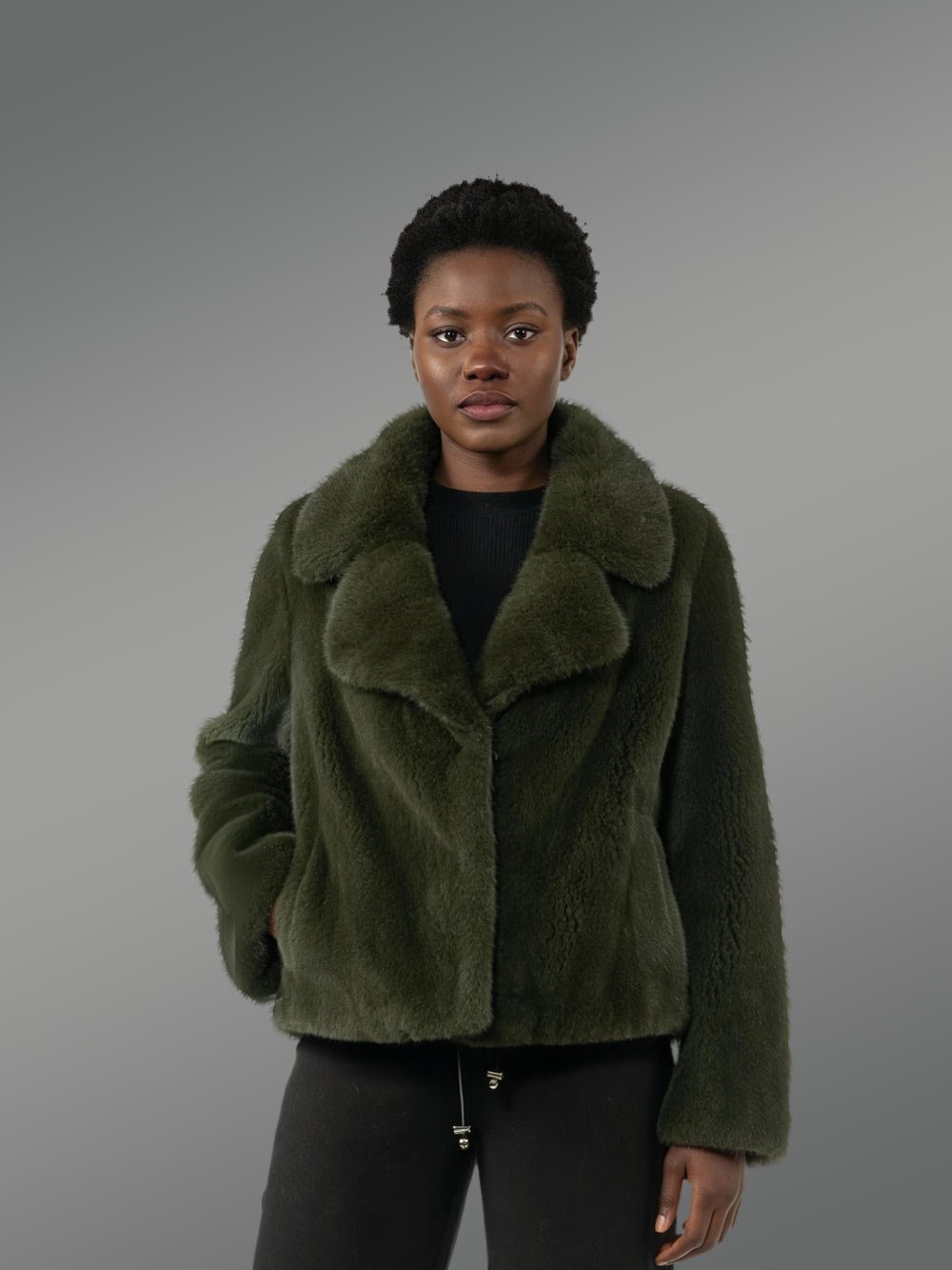 Women’s Fullskin Mink Dressy Blazer Coat in Olive