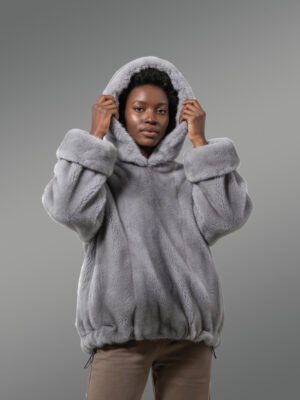 Women’s Mink Poncho in Grey