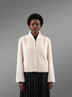 Women’s Short Dressy French Collar Mink Jacket
