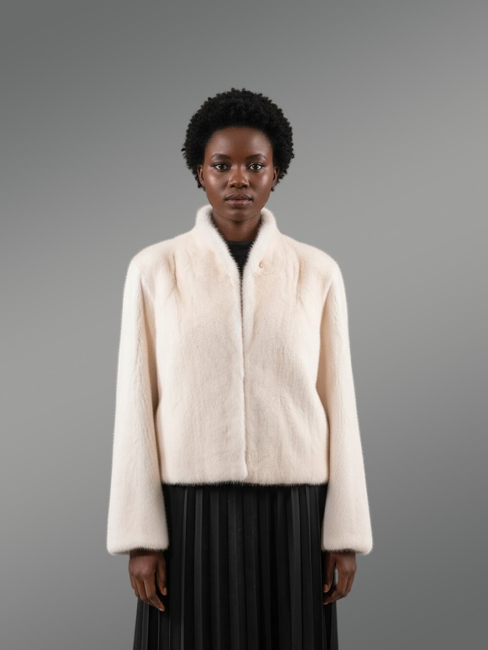 Women’s Short Dressy French Collar Mink Jacket